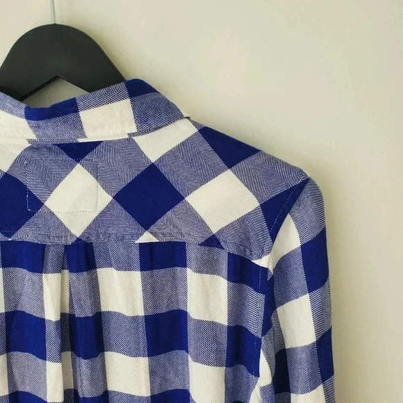 Rails Hunter Size S Button Front Collared Blouse Blue White Buffalo Che… - Picture 9 of 9